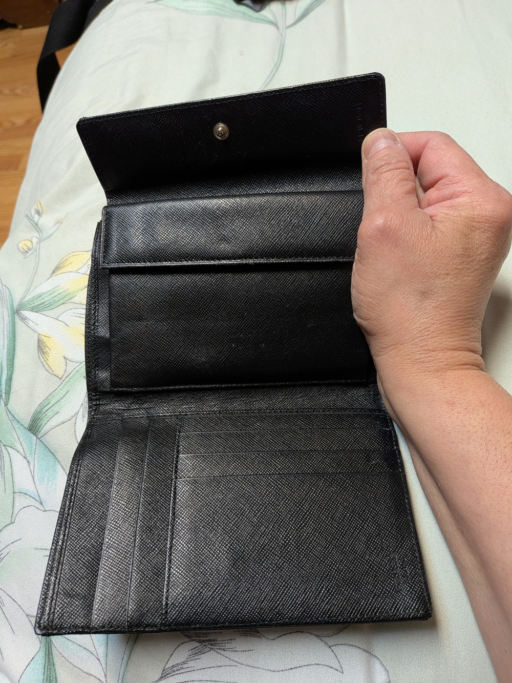 Prada Black Nylon Flap Wallet with Triangle Logo - Picture 5 of 10